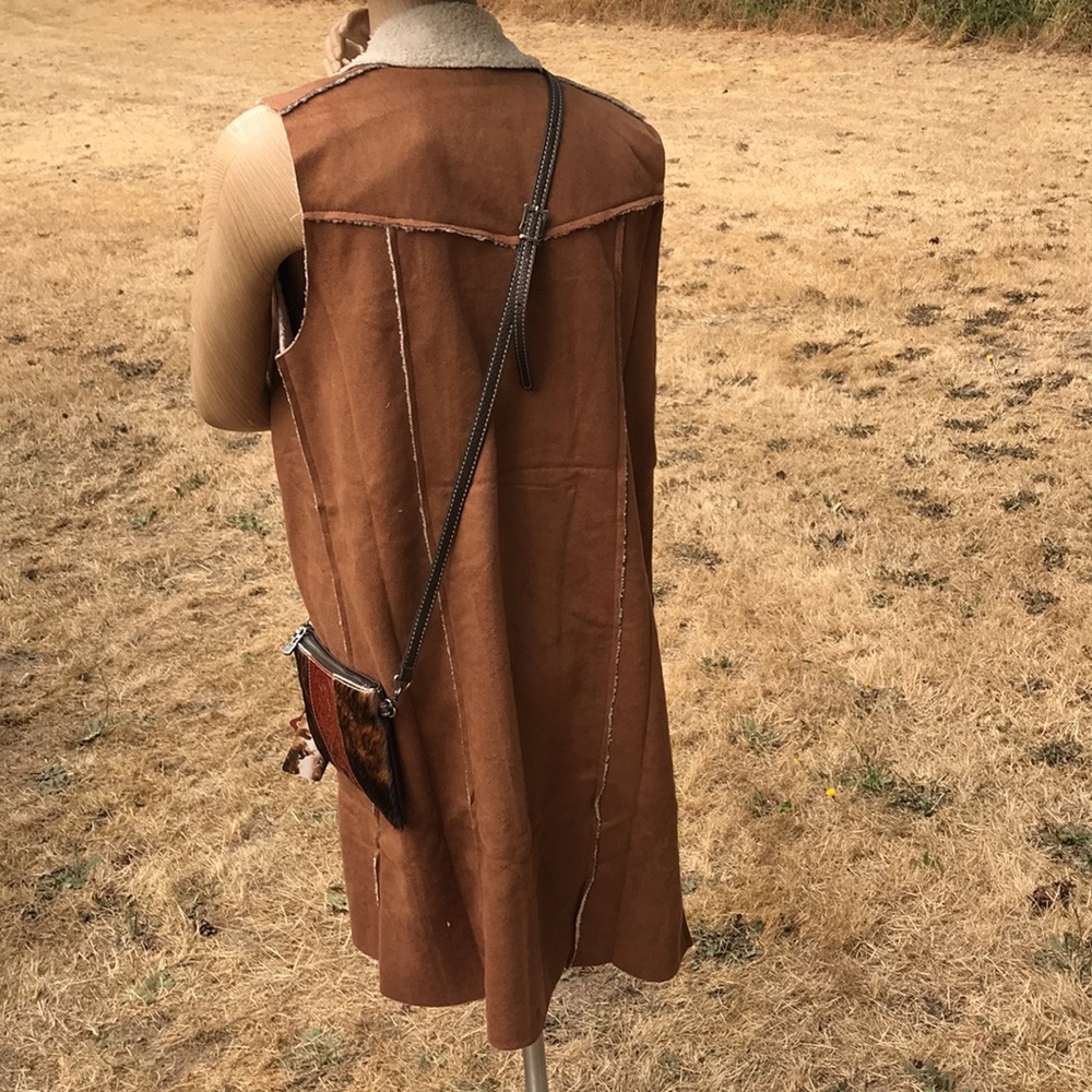 🆕Hem & Thread-Anthro Sherpa Faux Shearling Lined Long Vest Coat Western Wear - Picture 10 of 13